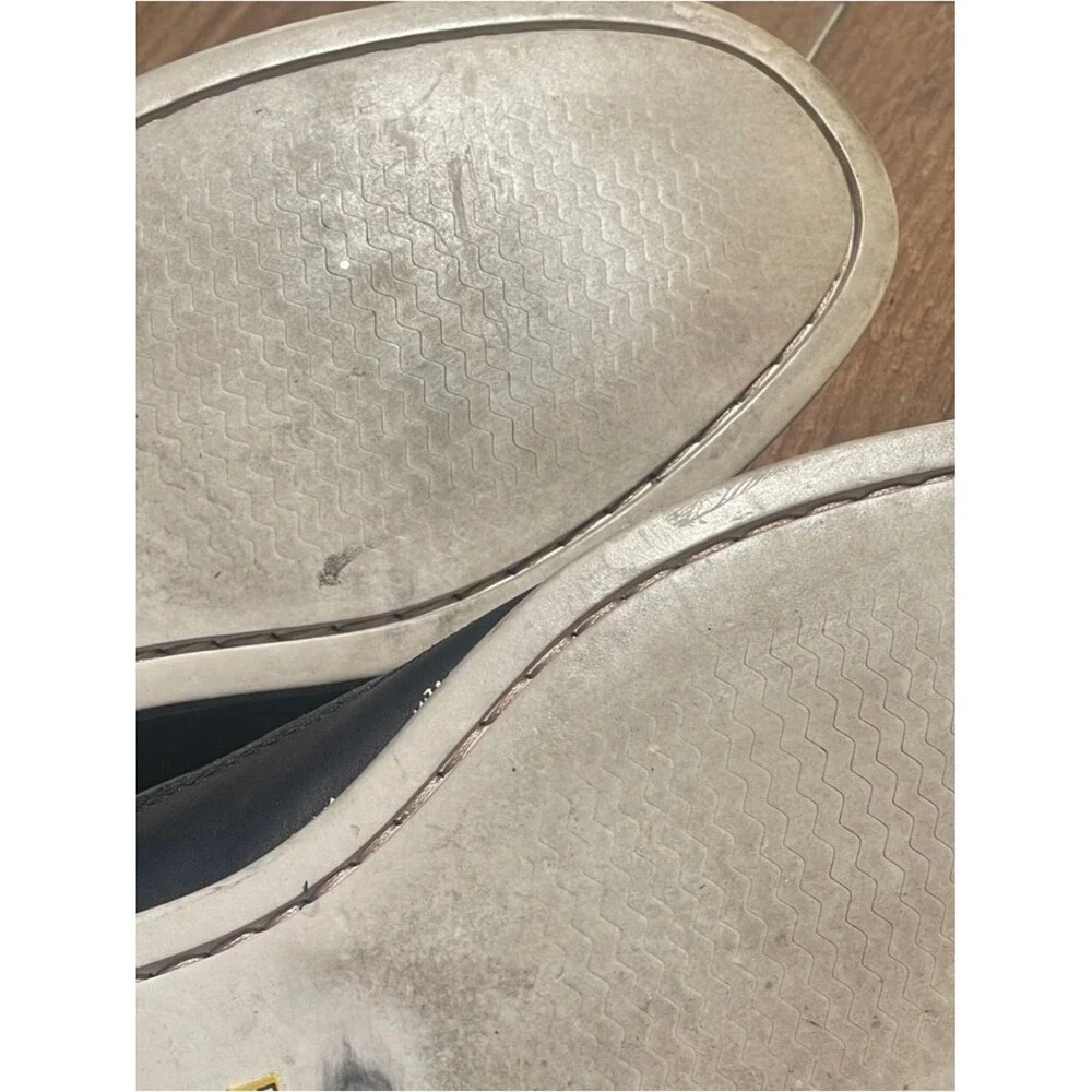 Polo by Ralph Lauren SOREN Black Leather Boat Shoes with Yellow Insoles. 11D